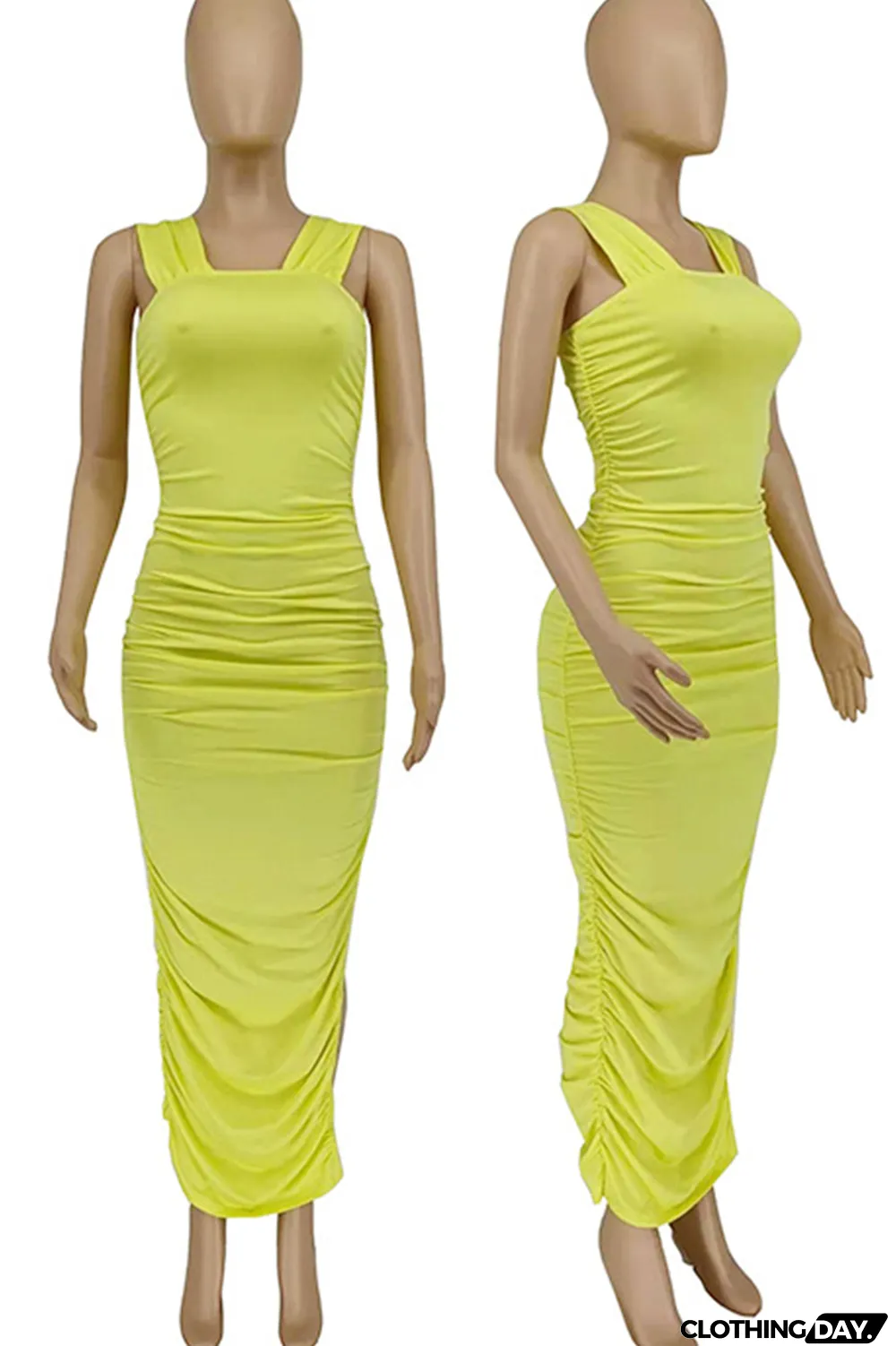 Red Sexy Solid Split Joint Square Collar Pencil Skirt Dresses