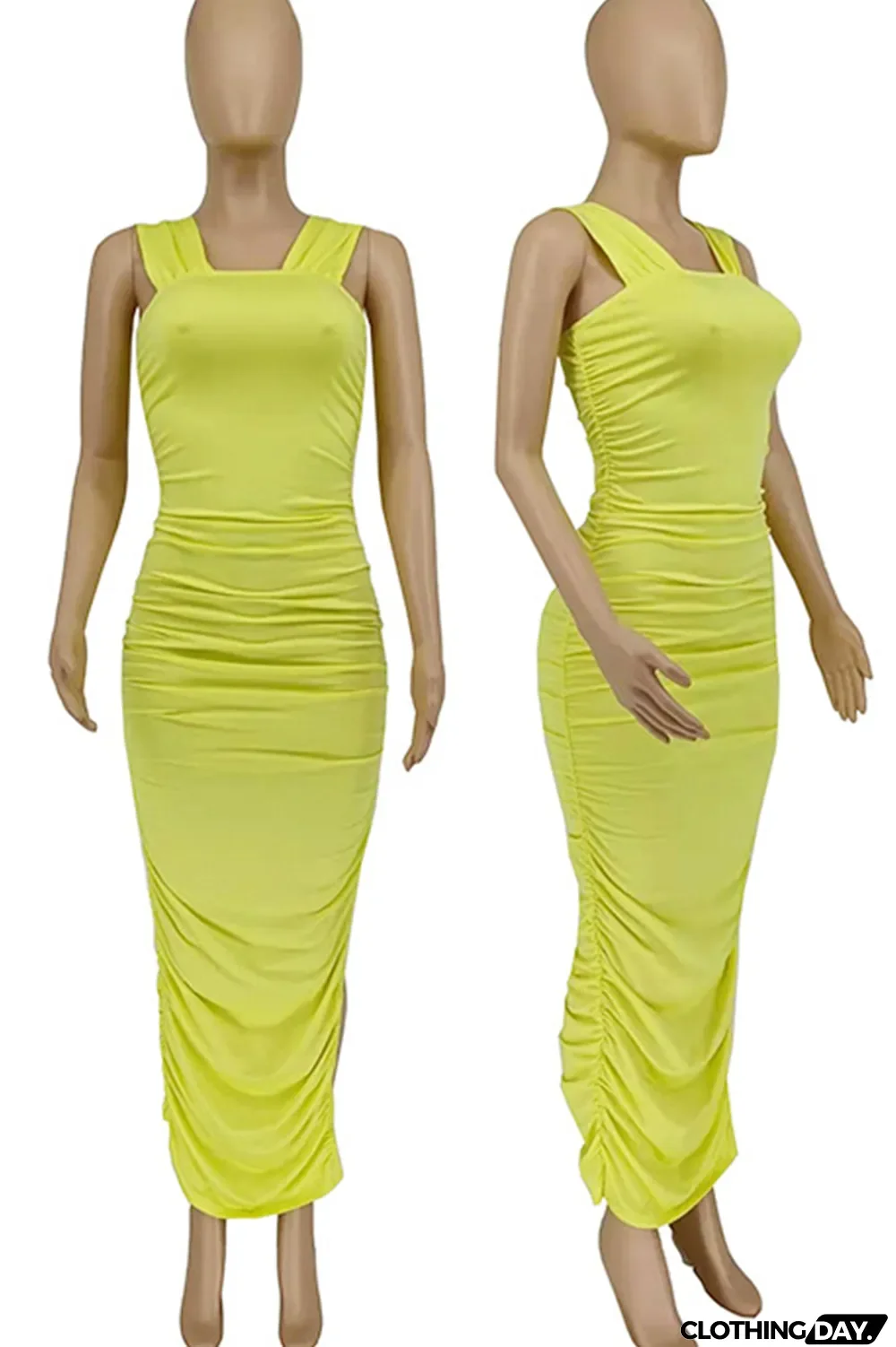 Red Sexy Solid Split Joint Square Collar Pencil Skirt Dresses