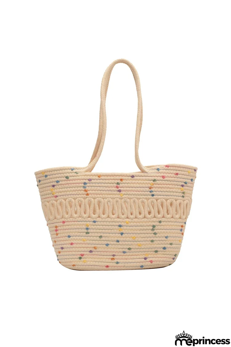Hollow-out Polka Dot Straw Tote Bag