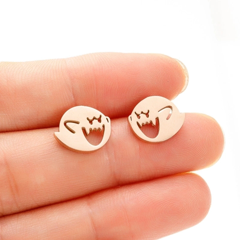 1 Pair Funny Little Monster Polishing Plating 304 Stainless Steel 18K Gold Plated Ear Studs