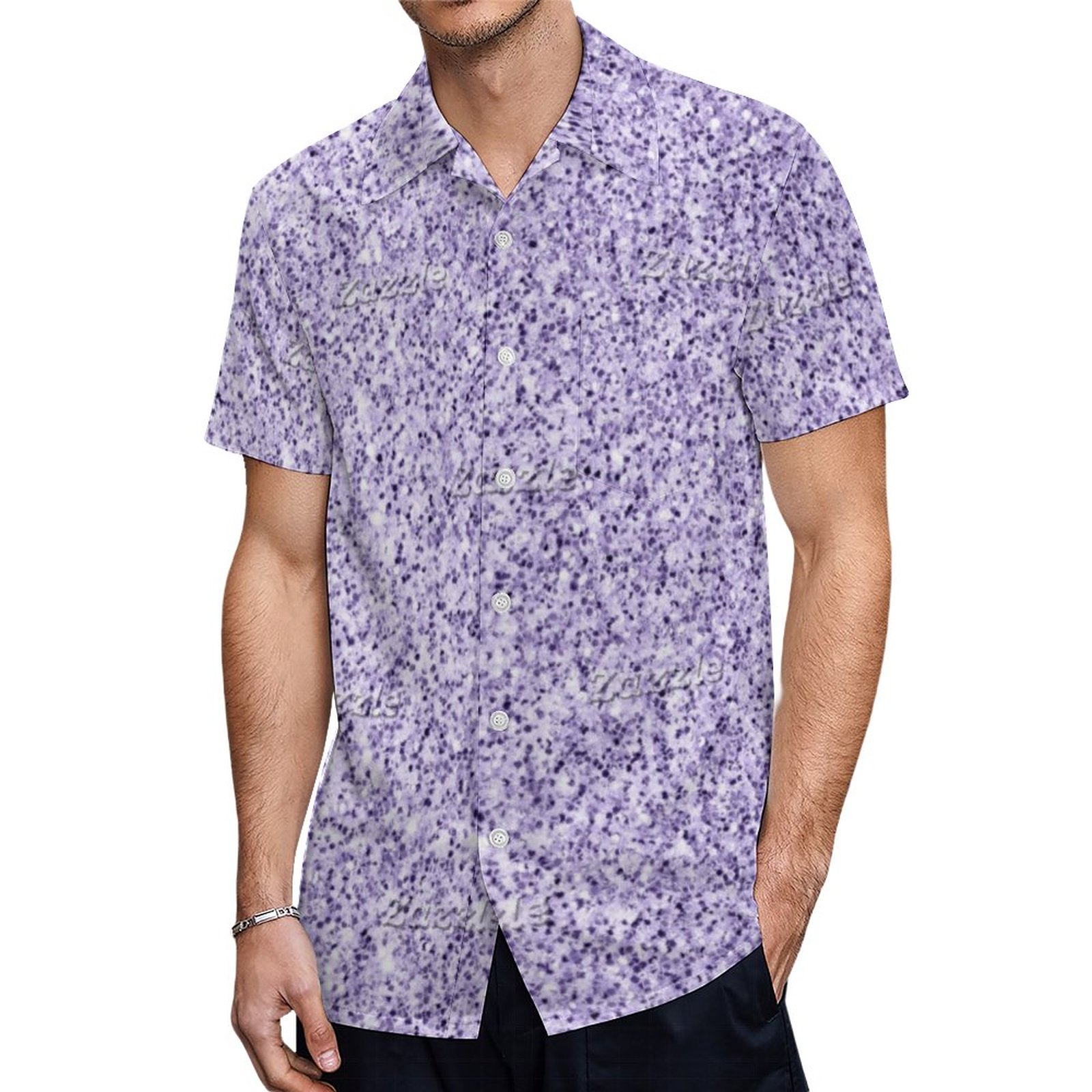 Ultra Violet Light Purple Glitter Sparkles Hawaiian Shirt Mens Button Down Tropical Hawaii Beach Shirts