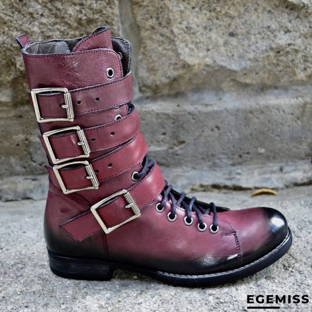 Men's Retro Buckle Handmade Leather High Boots | EGEMISS