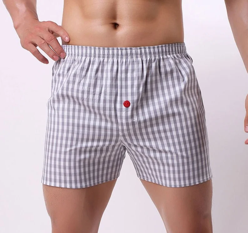 Aonga Men's Underwear Classic Plaid Boxers Shorts Cotton Soft Trunks Loose Men Underpants Homens Cueca Boxer Man Pants Wfk03 aonga