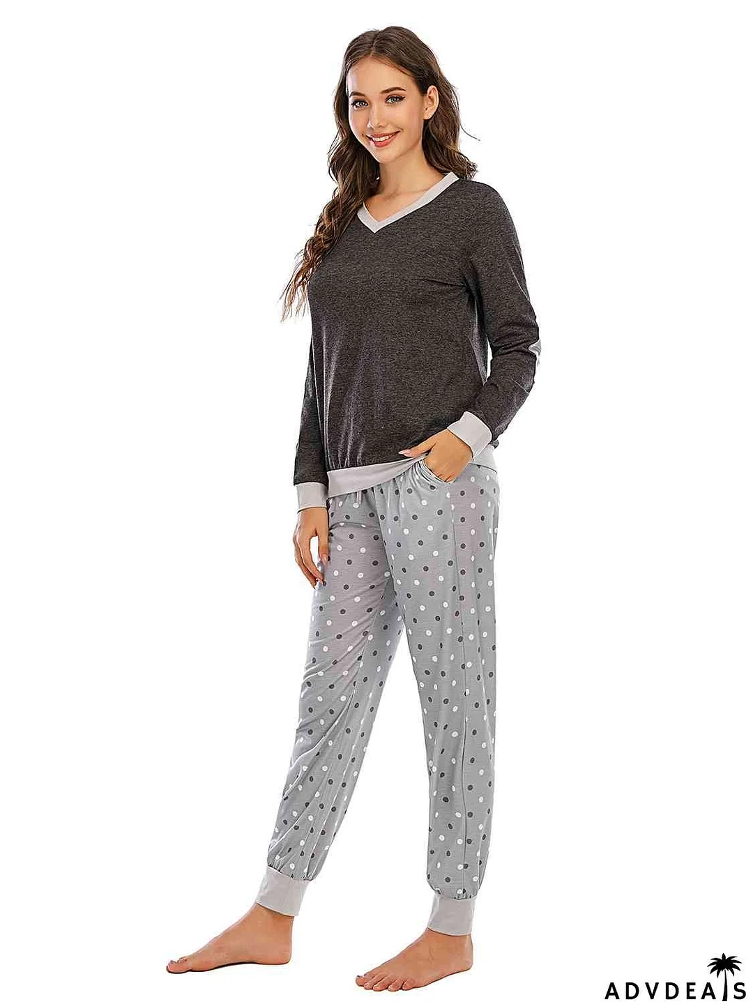 Long Sleeve Top and Polka Dot Pants Set