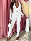 Urban Solid Color Lapel Collar Buttoned Long Sleeves Cardigan+ High Waisted Wrap Pants Set