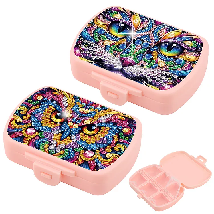 2Pcs 5D DIY Animal Theme Diamond Art Pill Storage Case Rhinestone Pill Organizer Christmas gbfke