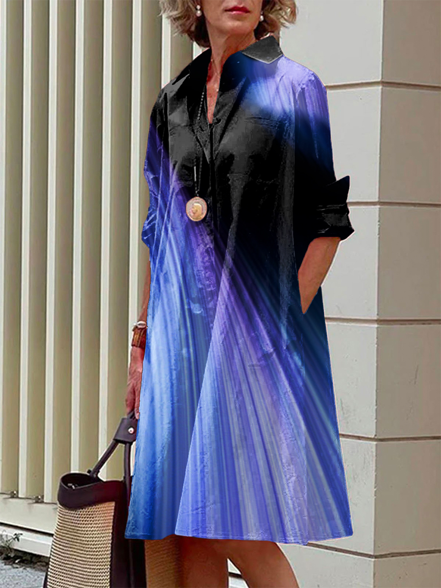Women's Abstract Geometric Gradient Print Loose Casual Dress