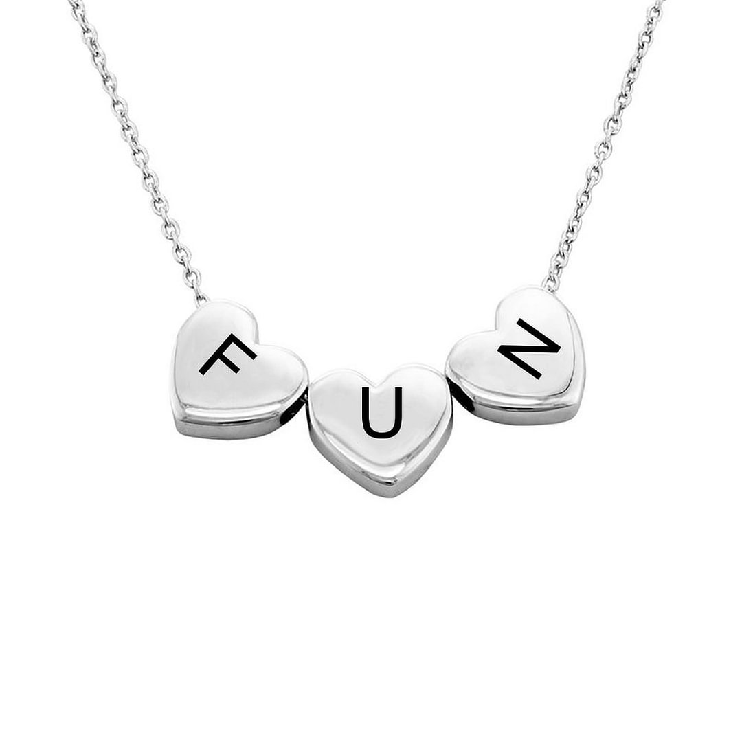 Personalized Three Heart Initial Letter Necklace