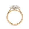 14K Yellow Gold 2ct Old European Cut Lab Diamond Miillegrain Vintage Ring with a 14K White Gold Round Diamond Halo