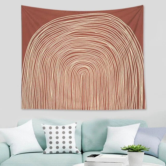 Abstract nordic Geometric Tapestry Tropic Modern Art Brown Wall Hanging ins Tapestry Decorative Tapestry For Home Decoration