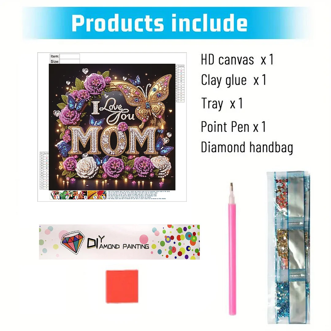 Diamond Painting - Partial Special Shaped Drill - I Love You Mom(Canvas|30x30cm)