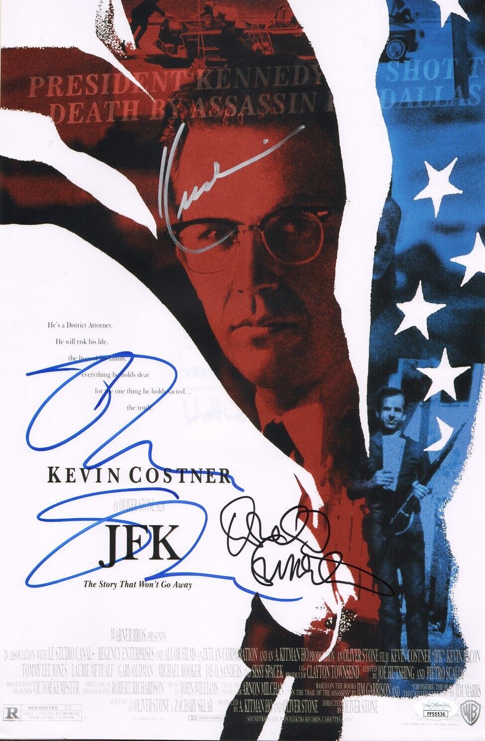 OLIVER STONE & KEVIN COSTNER +1 Authentic Hand-Signed JFK