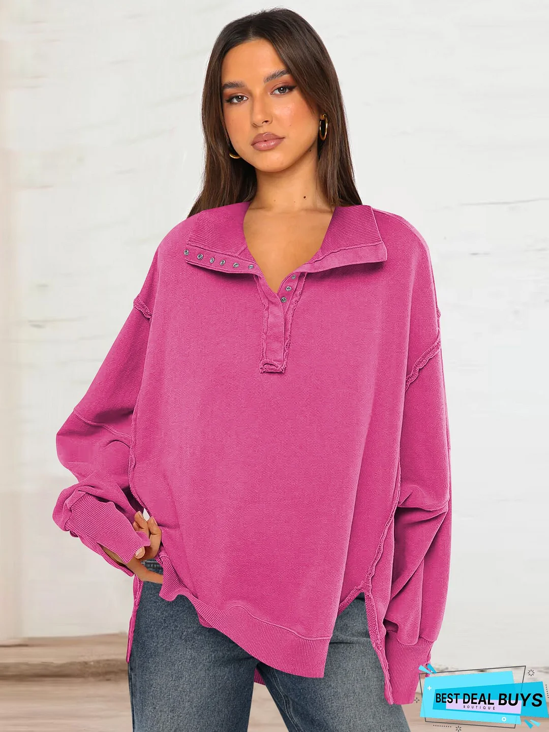 Women Casual Plus Size Tops Tunic V Neck Sweater