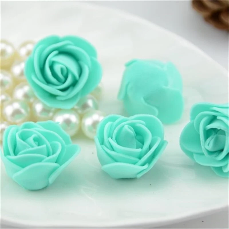 50PCS/Lot Artificial Mini PE Foam Rose Flower Head Handmade DIY Wedding Home Decoration DIY Scrapbooking Fake Flower Kiss Ball