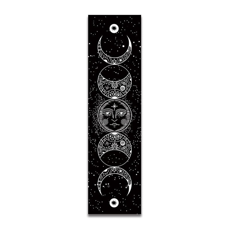 Moon phase Tapestry Stars Space Psychedelic Black And White Wall Hangings Moon phase Throw Blanket Home Decor Wall Hanging