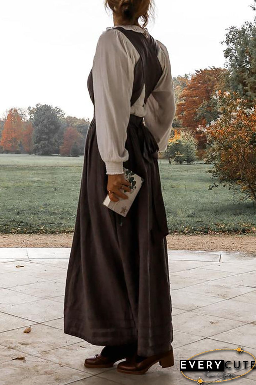 Cross Back O Neck Maxi Linen Dress