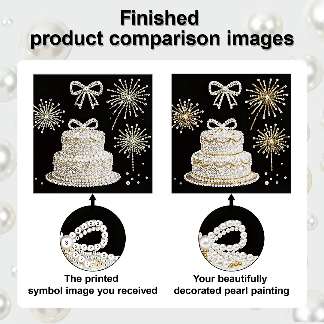Cake DIY Pearl Art Diamond Painting Kit for Adults Home Decor 25x25cm With Frame