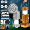 Lampe de camping LED &agrave; chargement solaire portable avec ventilateur r&eacute;glable