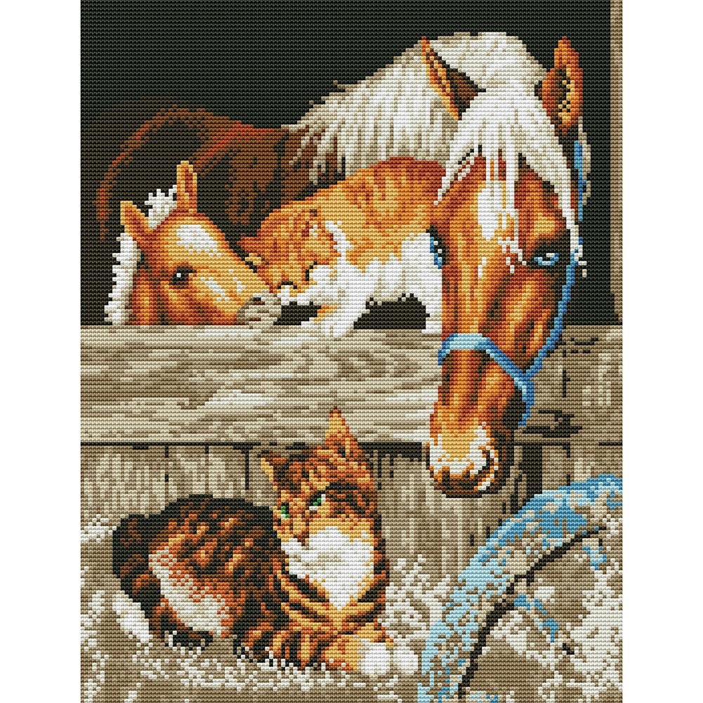 

Horse - 11CT Stamped Cross Stitch - 45*35CM, 501 Original