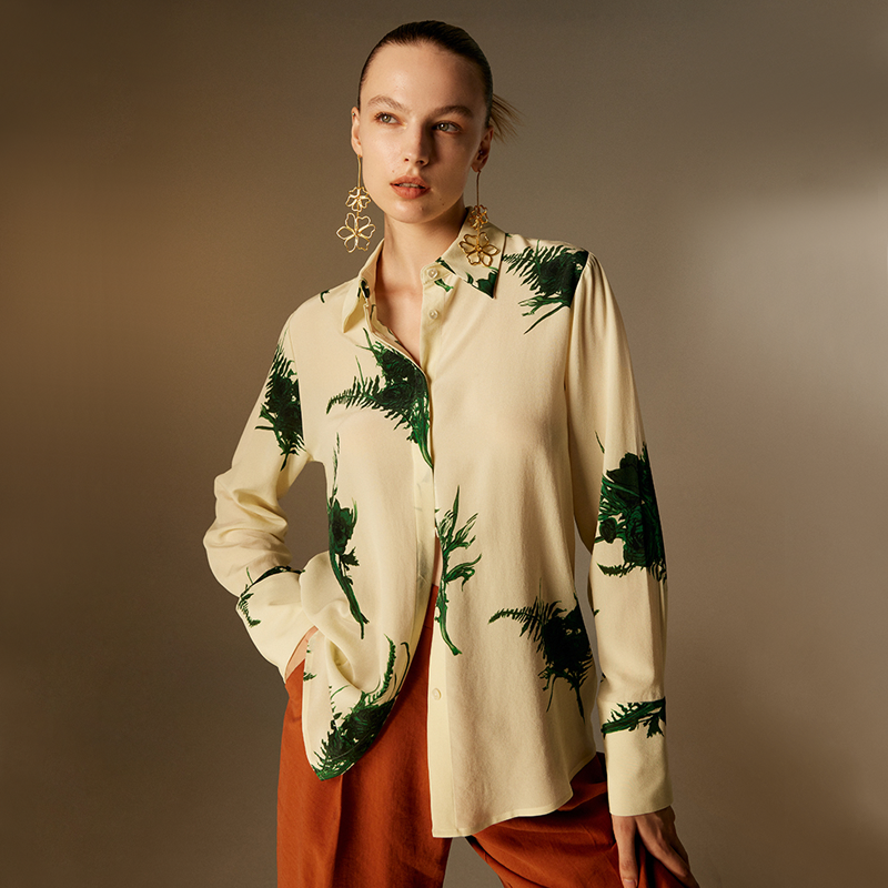 Spring Lapel Silk Shirt