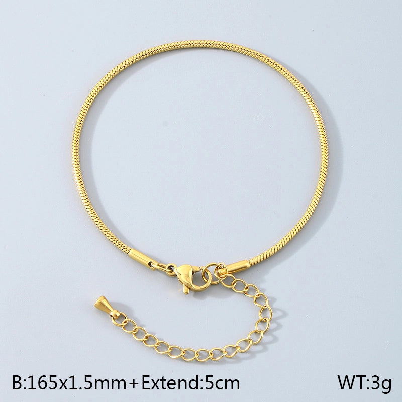 Minimalist Solid Color 304 Stainless Steel 18K Gold Plated Unisex Bracelets Men Chain Bracelets