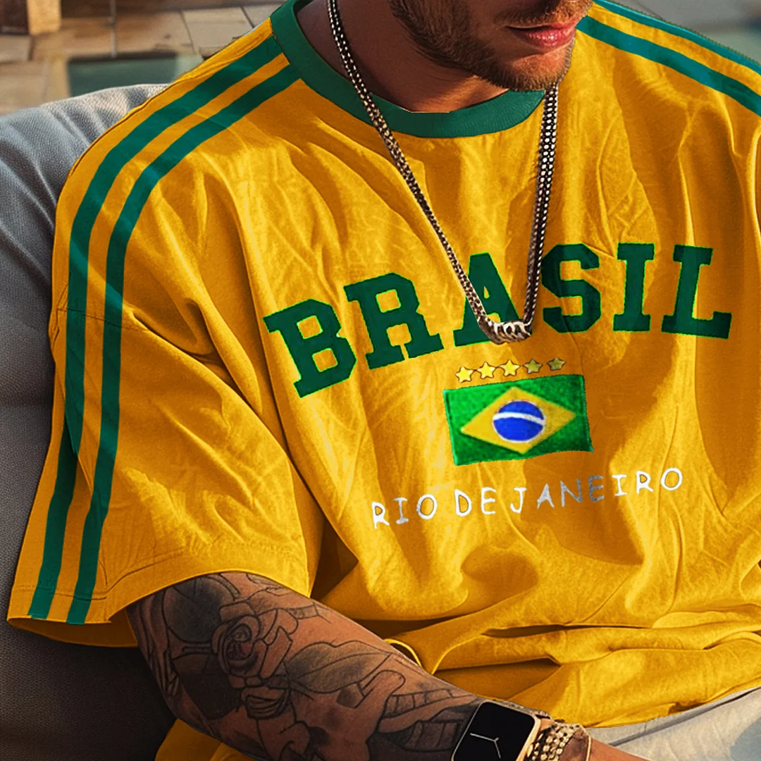 Unisex Retro Brazilian Football Oversized T-Shirt