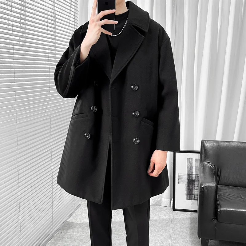 Toloer Woolen Coat Men's Knee-Long Ins Woolen Coat Autumn And Winter New Handsome Warm Trench Coat 2023-Outfit Ideas