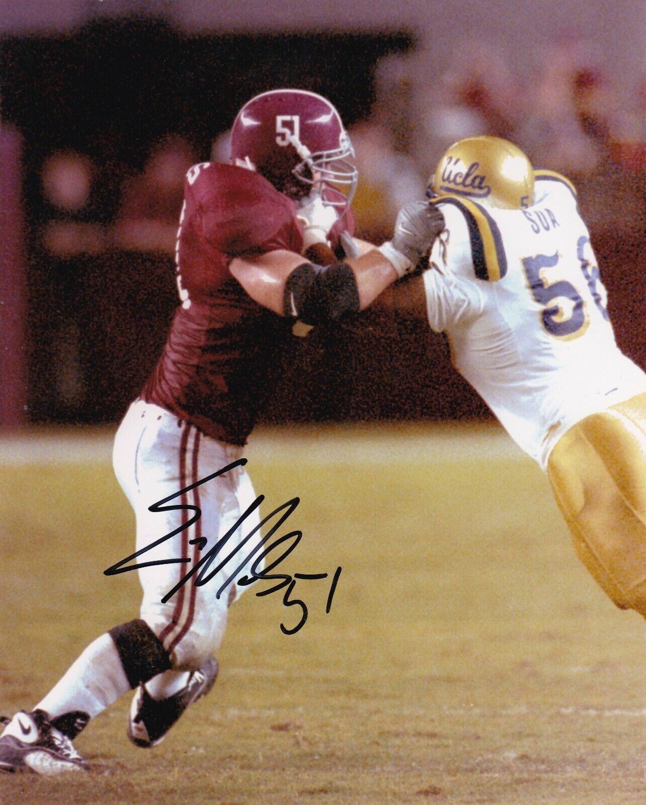 EVAN MATHIS ALABAMA CRIMSON TIDE ACTION SIGNED 8X10