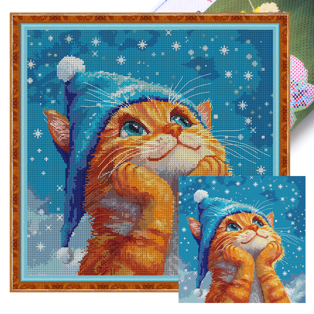 Cat'S Dream Think Full 14CT Pre-stamped Canvas(40*40cm) Cross Stitch(backstitch)