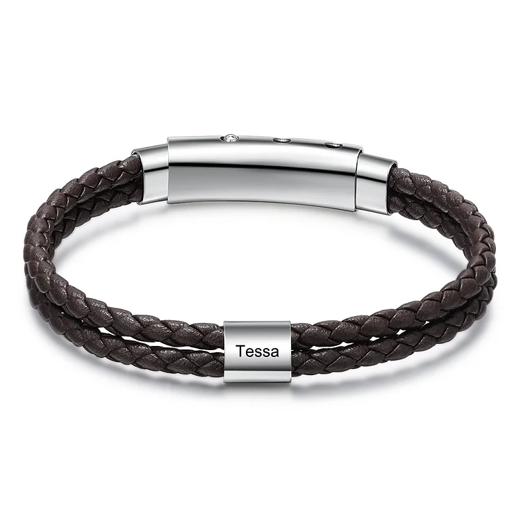 Bracelet Homme en cuir Prénom Personnalisé Jessemade FR