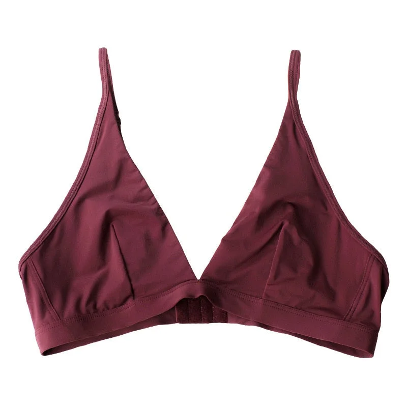 Sexy bik?ni bralette Black V-Neck Bra Triangle Cup Top Wireless Bras Unlined Brassiere Soft Lingerie Thin Underwear For Women