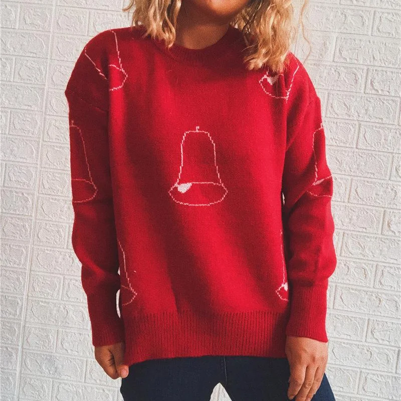 Christmas Sweaters Casual  Round Neck Printed Long Sleeve Knitted Sweaters