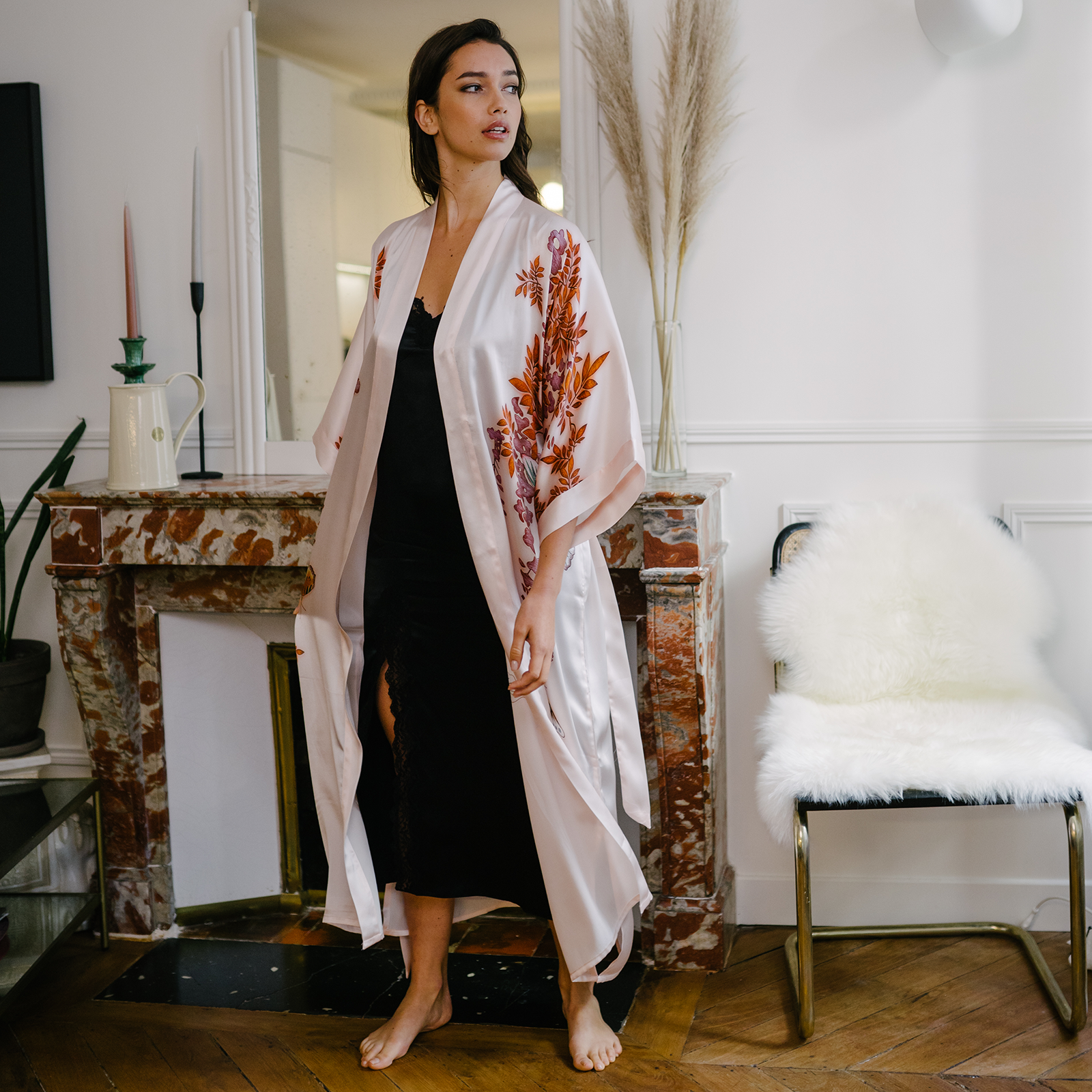 19 Momme Light Pink Gentle Women's Silk Kimono Robe REAL SILK LIFE