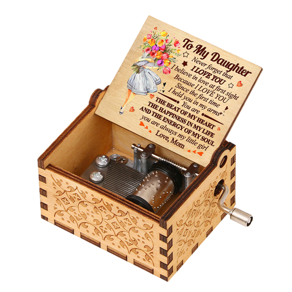 A Letter to My Daughter Hand-cranked Wooden Music Box Melody Musical Gifts