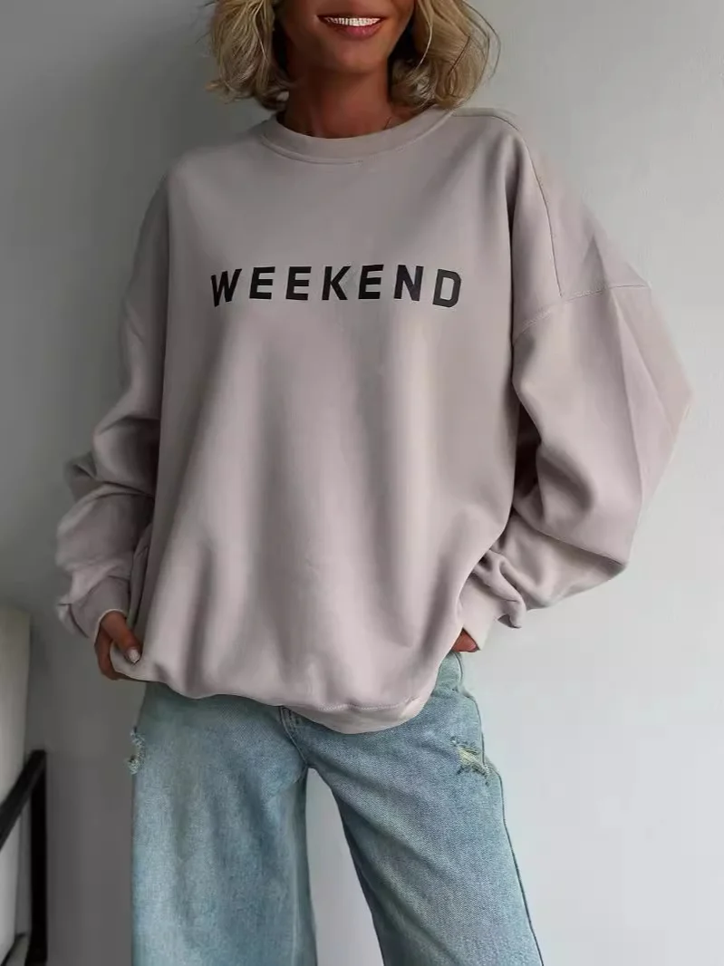 Churchf Churchf New Women's Casual Fashion Print Plus Thick Versatile Top Long-Sleeved Hoodie