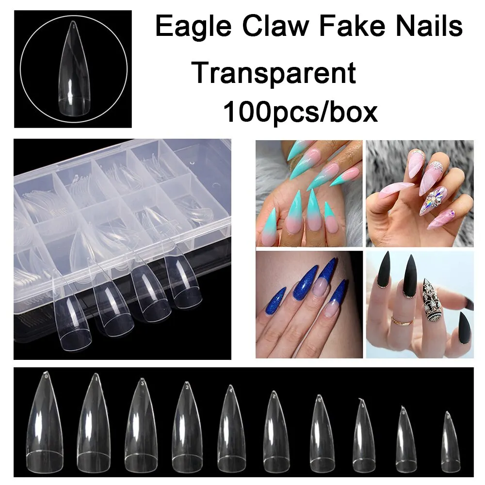 100Pcs/box Nail Tips Short Full Cover Coffin Ballerina False Nails Ballet Shape Acrylic Fake Nails Press On Nails Salon Tools-Nail Inspo
