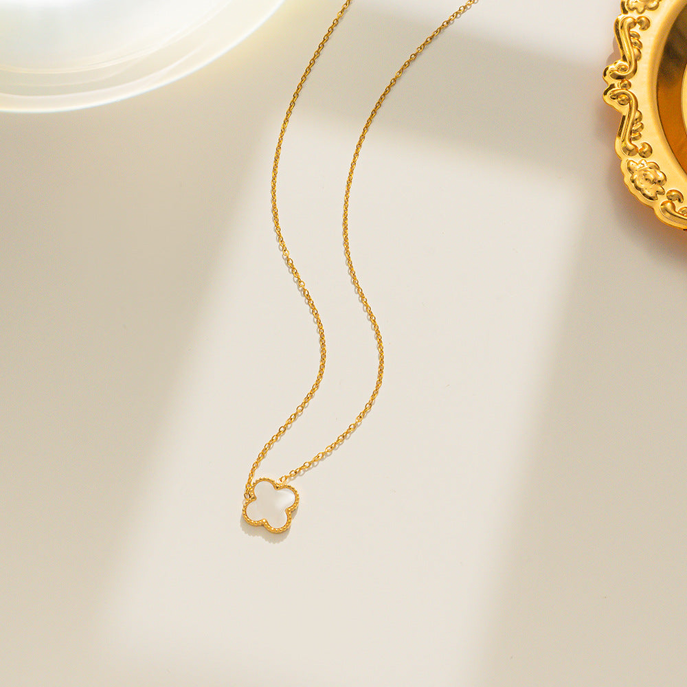 Moderate Luxury Letter Number Flower Stainless Steel 18K Gold Plated Necklaces