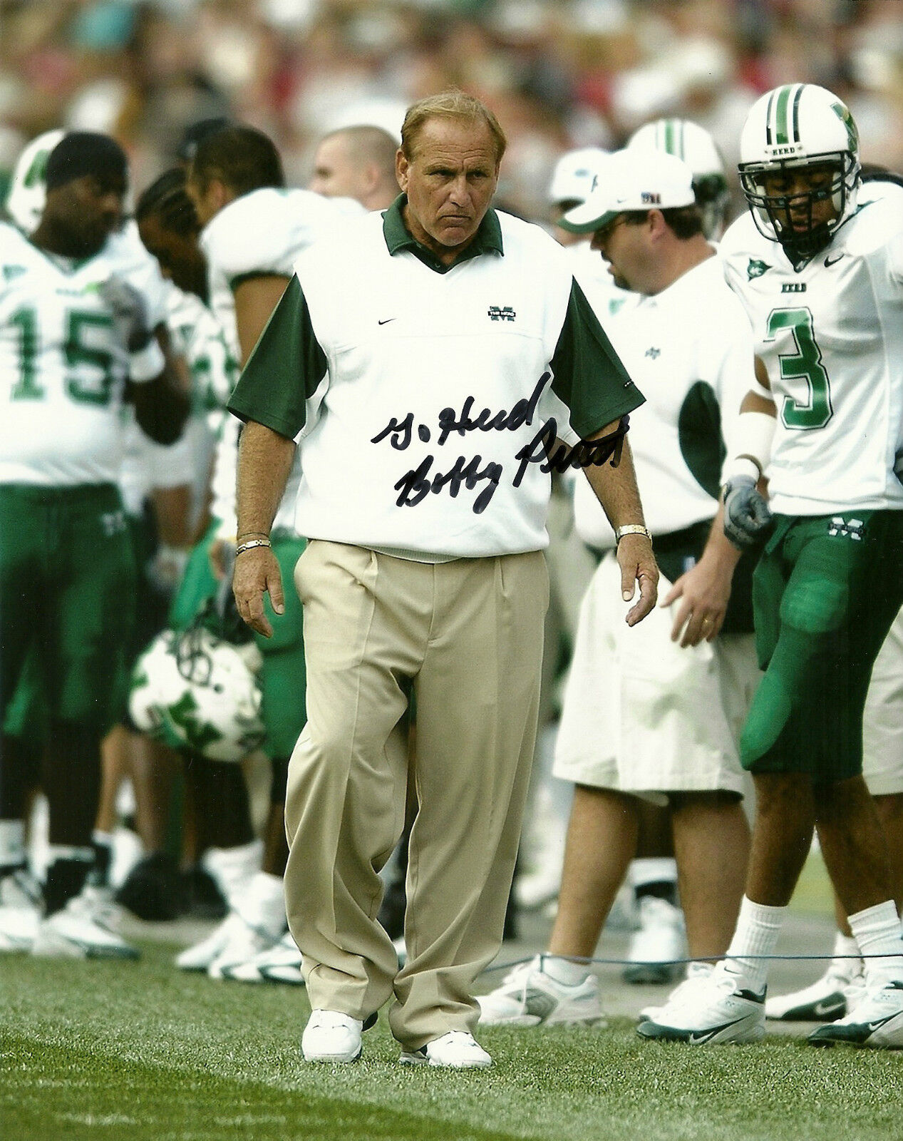 BOBBY BOB PRUETT HAND SIGNED MARSHALL THUNDERING HERD 8X10 Photo Poster painting W/COA