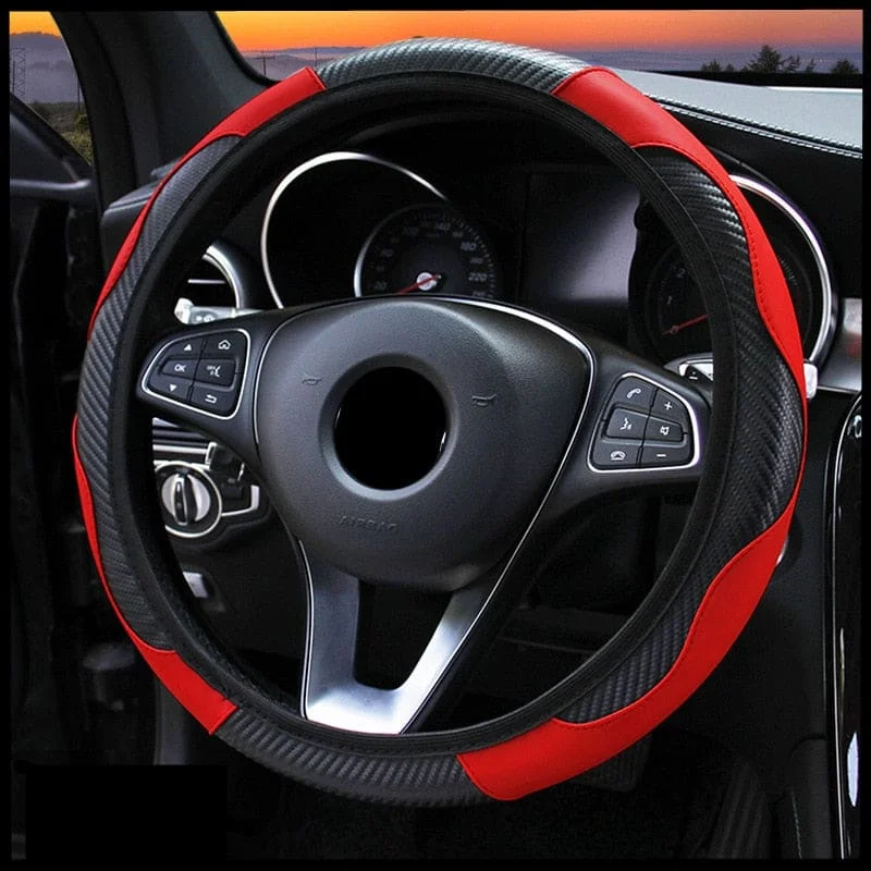 SteerSafe™ - The Non-Slip Carbon Fiber Leather Steering Wheel Cover