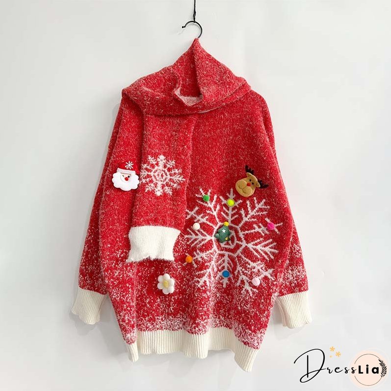 Two Piece Christmas Sweater and Scarf Set
