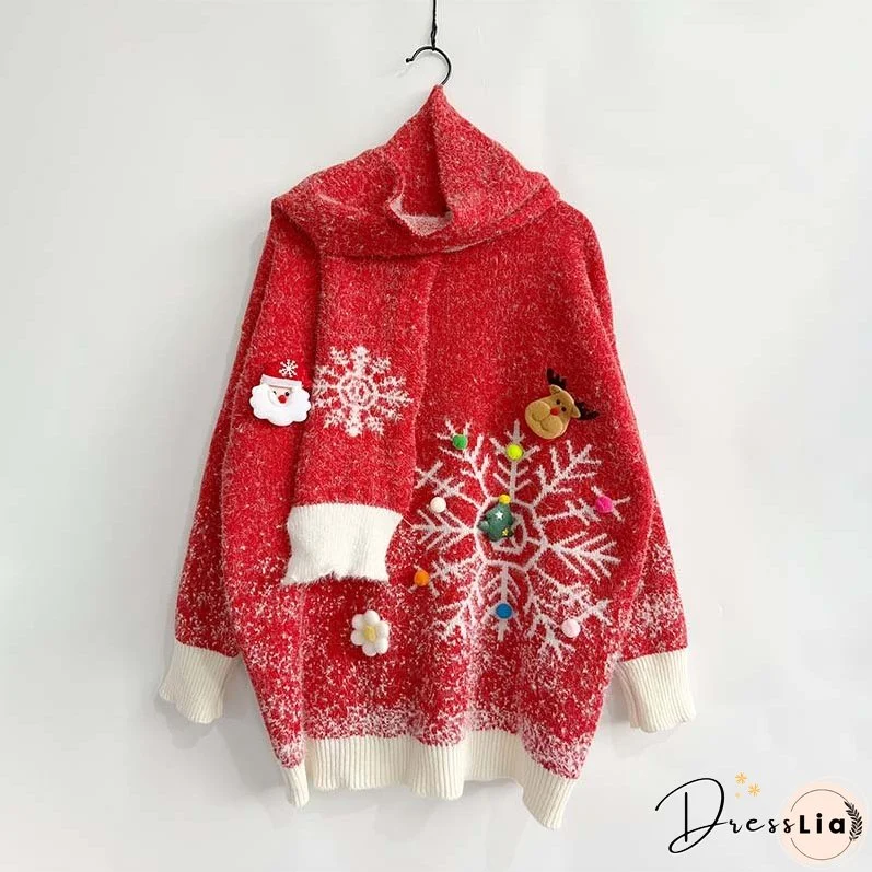 Two Piece Christmas Sweater and Scarf Set