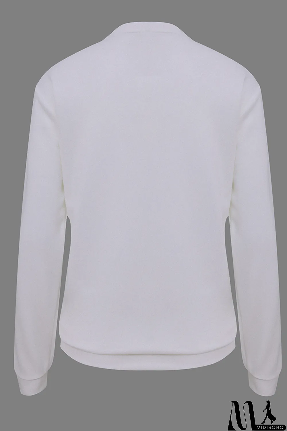 MidiSono - Grey Fashion Party Print Patchwork O Neck Tops