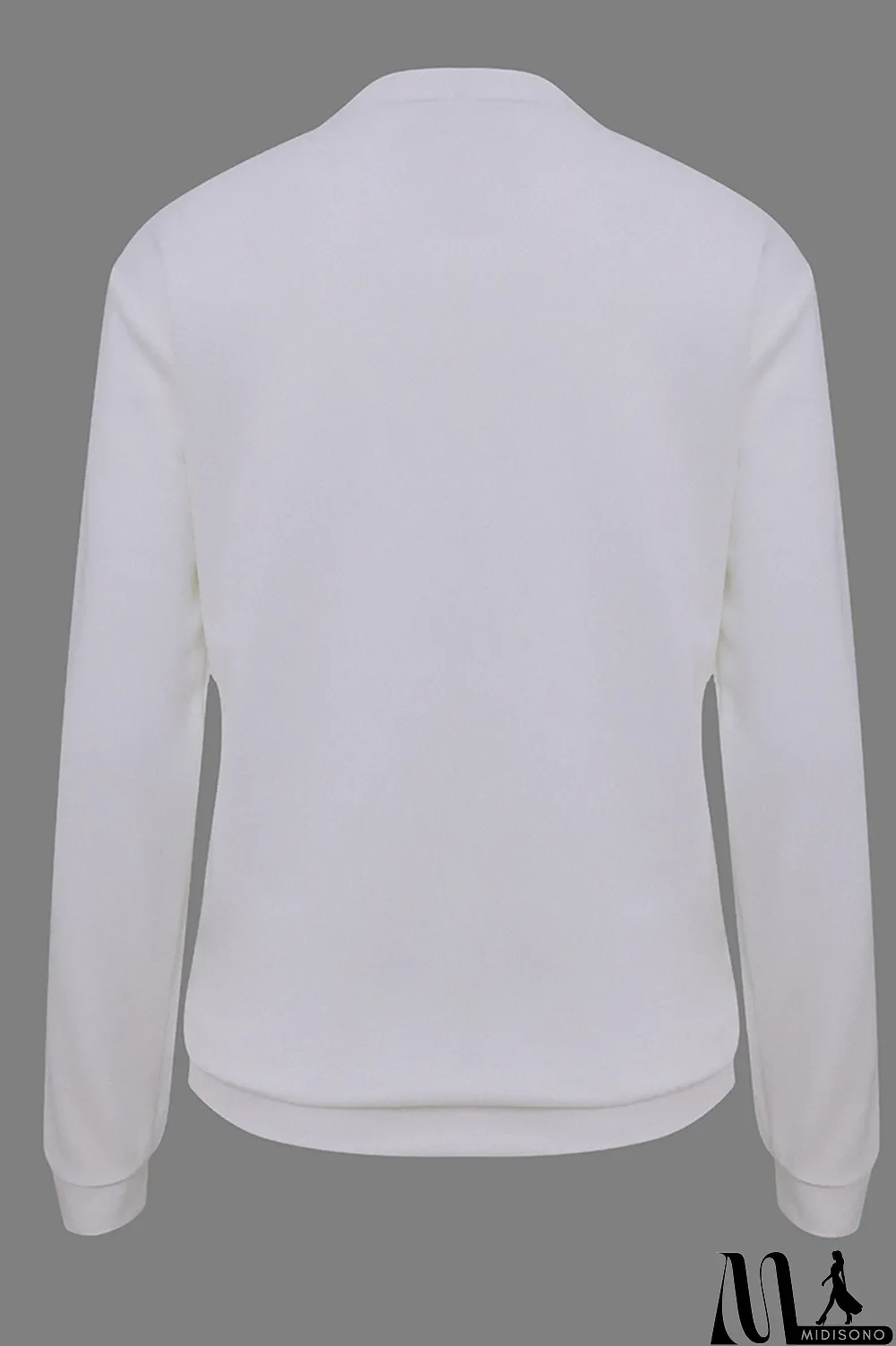 MidiSono - Grey Fashion Party Print Patchwork O Neck Tops