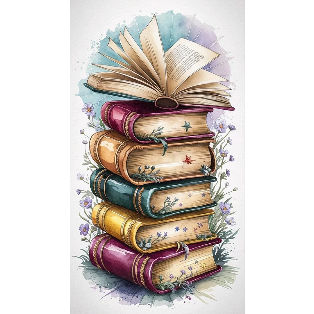 Book Piles Full 11CT DIY Stamped Cross Stitch Kits for Adults Home Decor 40x70cm