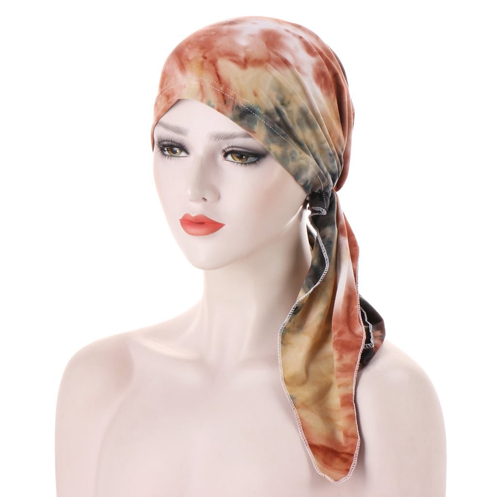 Women's Tie-Dye Muslim Turban Hat Cap