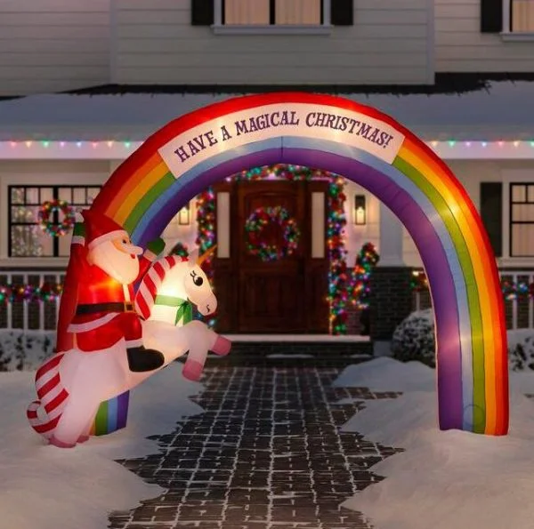 🔥kukelife🔥Christmas-7 48 ft inflatable archway mixed media unicorn rainbow