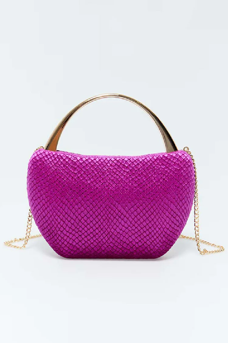 Fashion Magenta Texture Pattern Metal Handle Crossbody Bag 2024 - Xpluswear