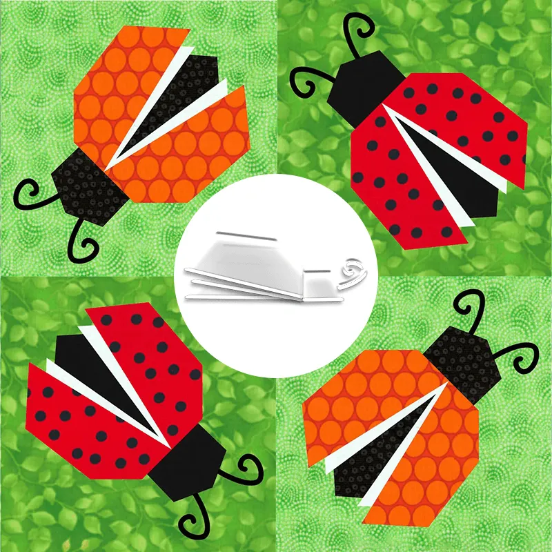 Ladybug Piecing Quilt Block Template Set - With Instructions