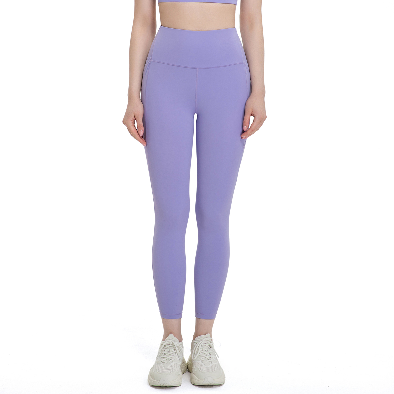 Buy different colors and types of high rise tranceless naked feeling slant pockets sports yoga leggings on Hergymclothing