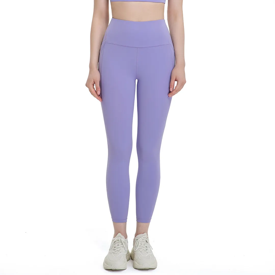 Buy different colors and types of high rise tranceless naked feeling slant pockets sports yoga leggings on Hergymclothing
